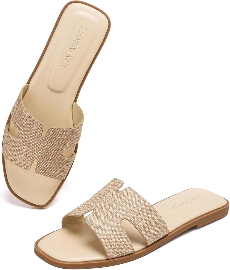 Stratuxx Kaze Women's Open Toe Flat Dress Slide Sandals | Amazon (US)