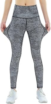 Thick High Waist Yoga Pants with Pockets, Tummy Control Workout Running Yoga Leggings for Women | Amazon (US)