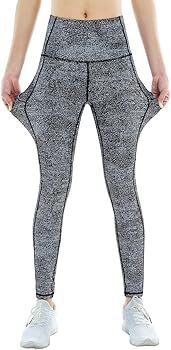 Thick High Waist Yoga Pants with Pockets, Tummy Control Workout Running Yoga Leggings for Women | Amazon (US)