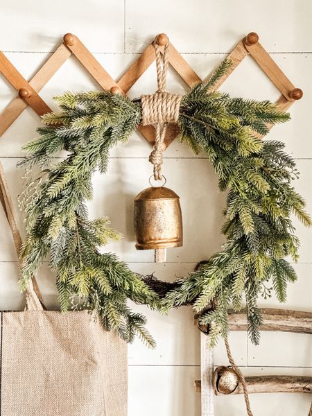 Add a Bell to this inexpensive Target Christmas Wreath for a Custom Vintage Look! #christmaswreath #targetstyle #farmhousechristmas #christamsdecor #vintagechristmas #christmasbells #christmasdecorating 

#LTKSeasonal #LTKHoliday #LTKhome
