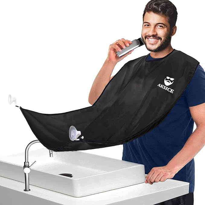 Aksice Beard Bib Apron, Beard Hair Catcher for Men Shaving, Non-Stick Beard Cape Grooming Cloth, ... | Amazon (US)