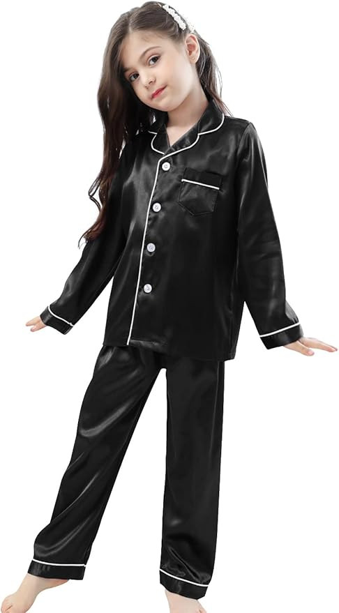 Pajamas Kid Unisex Pjs Set Girls Boys Silk Pajamas Set Satin Long Sleeve 2 Piece Clasic Sleepwear... | Amazon (US)