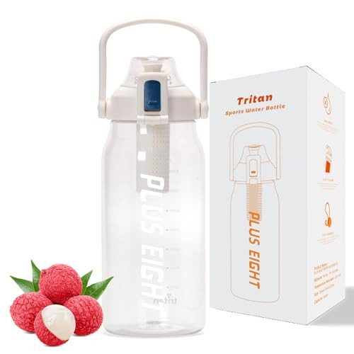 pluseight Water Bottles, 32 oz Motivational Water Bottles with Time Marker to Drink, Leak-Proof Tritan BPA-Free, Wide Mouth with Carrying Strap for Women Men Gym Fitness Outdoor (White) | Amazon (US)