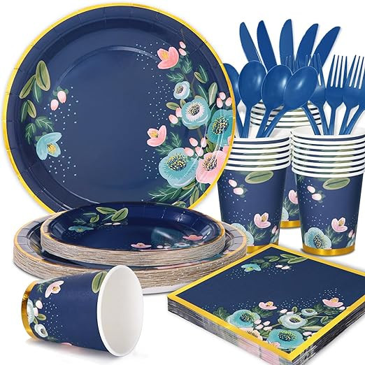 joy akkess 175 PCS Floral Plates and Napkins Party Supplies Floral Paper Plates Serve 25, Floral ... | Amazon (US)