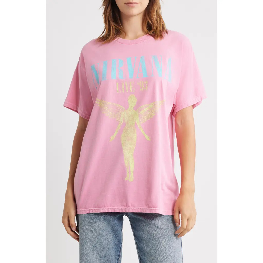 Merch Traffic Nirvana '93 Cotton Graphic T-Shirt in Pink at Nordstrom Rack, Size Small/medium | Nordstrom Rack