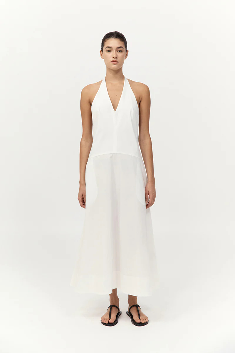 Halter Plunge Dress - White | St. Agni (US, UK, EU)