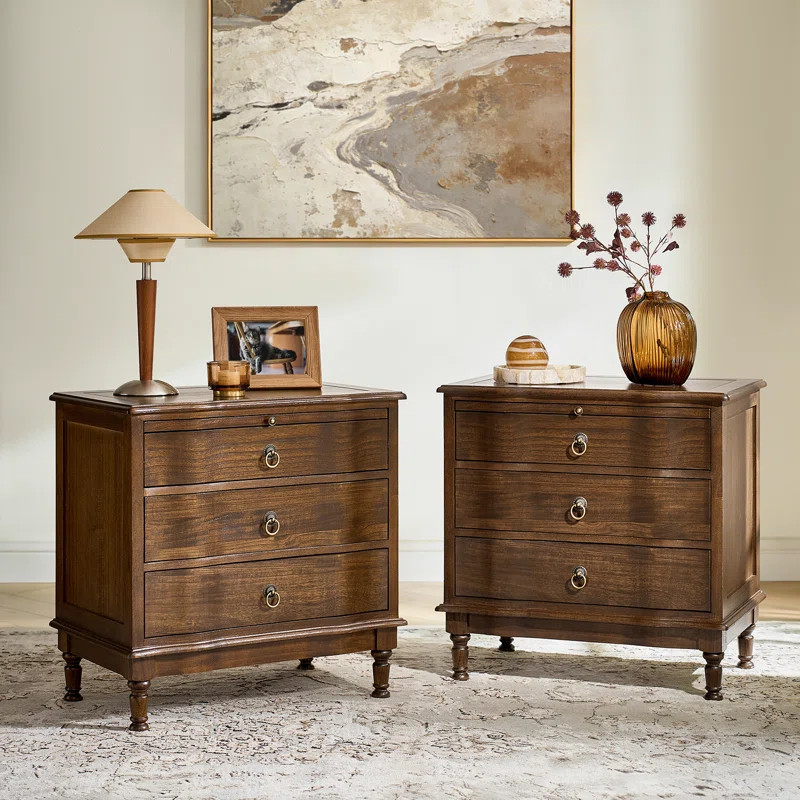 Sessoms Coastal Traditional 3-Drawer Curved End Table with Pull-out Shelf and Simple Assembly and... | Wayfair North America