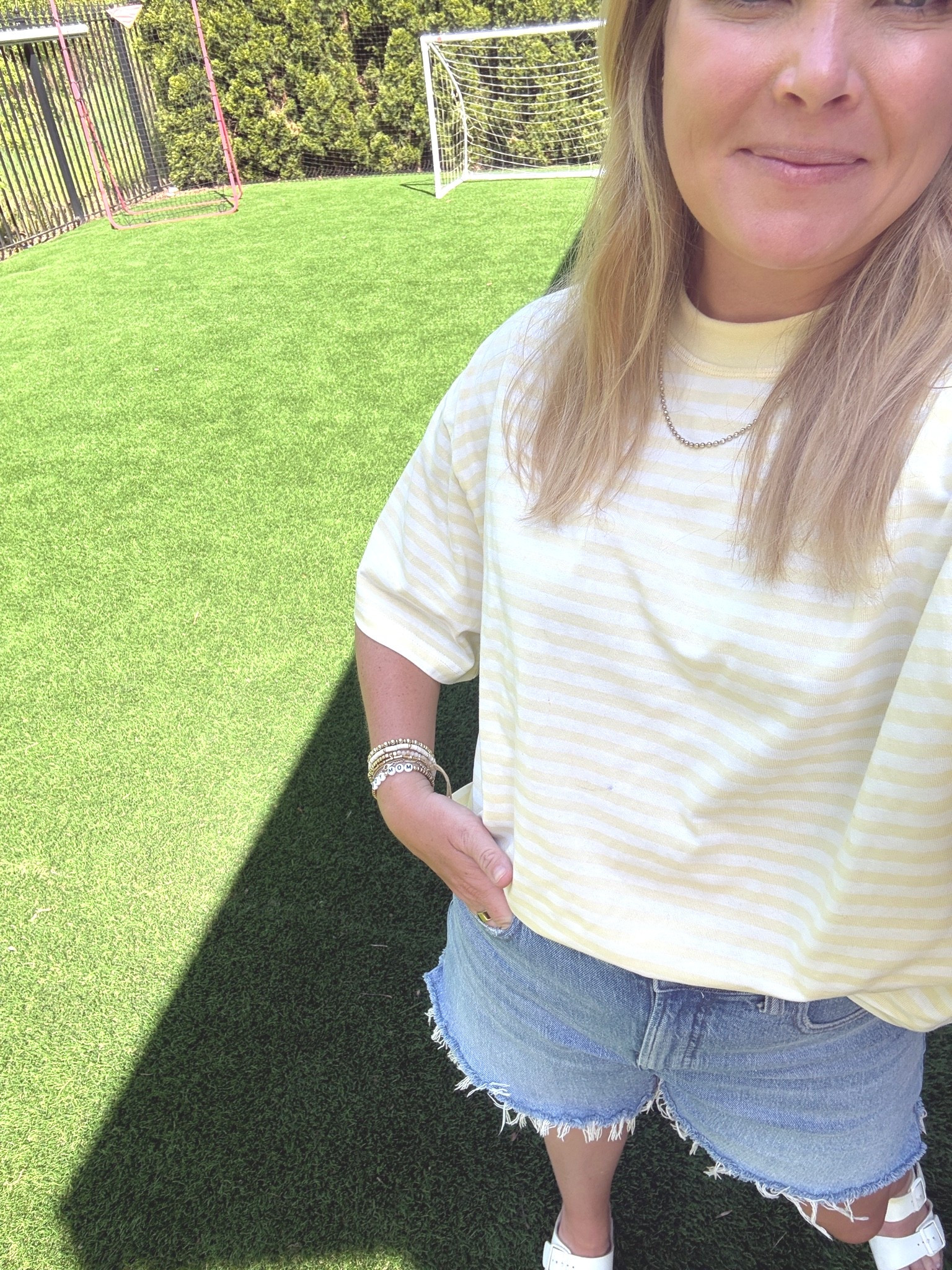 The shirt is amazing quality! Longer crop and drop sleeves. Feels like a $100 t-shirt.

#LTKootd #LTKmomlife #LTKMidsize