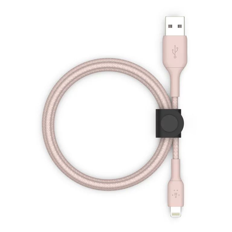 Belkin BOOSTCHARGE USB A Cable with Lightning Connector + Strap, Rose Gold, 5 ft | Walmart (US)