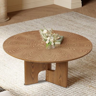 KTMBDW Round Coffee Table, 31.5" Small Coffee Table, Circle Wood Center Table for Living Room, Apartment, Rustic Brown | Target