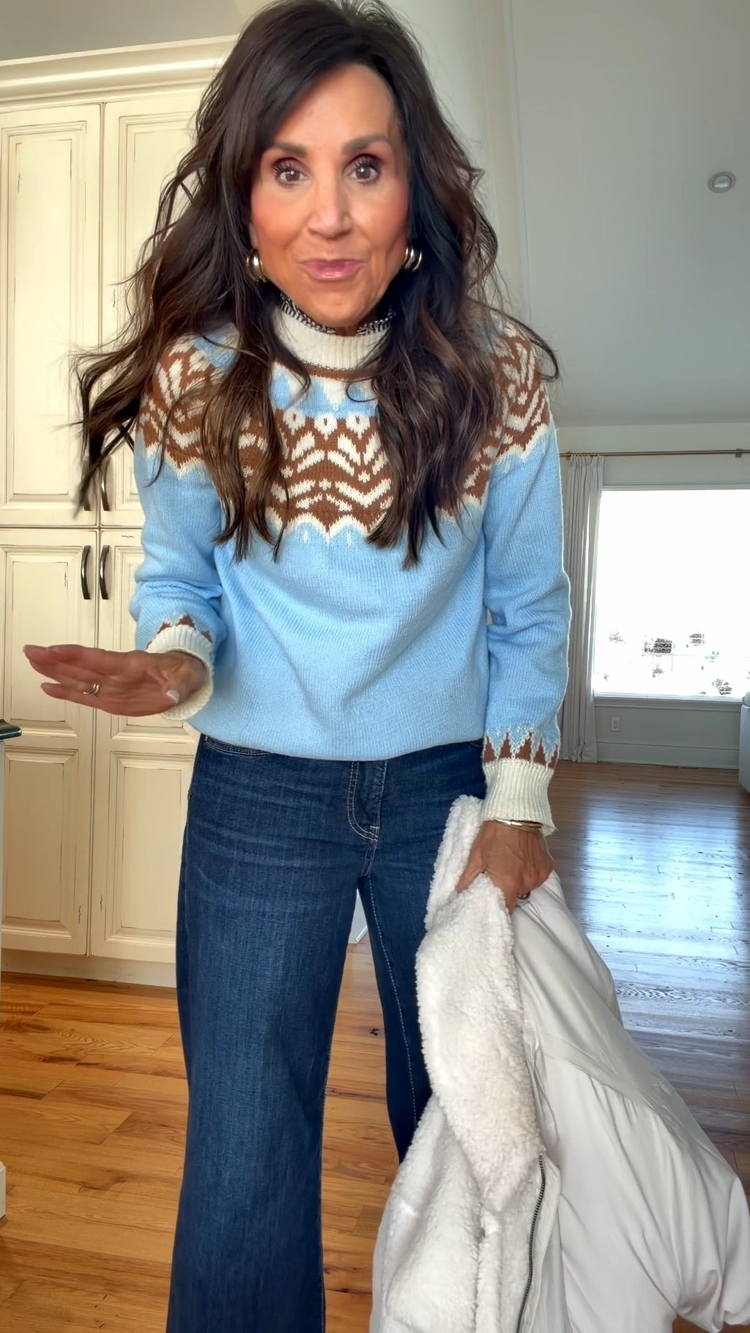 Sunday cold weather style 
Sweater - small
Jeans - 2
Coat - small 

#LTKSeasonal #LTKOver40