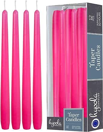Hyoola 12 Pack Tall Taper Candles - 10 Inch Hot Pink - Fuchsia Dripless, Unscented Dinner Candle ... | Amazon (US)