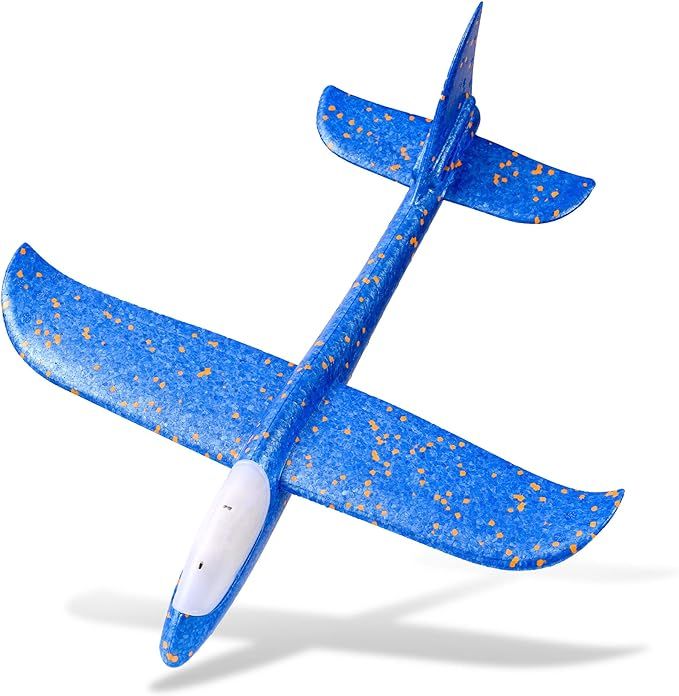 Nutty Toys LED Glider Airplane for Kids & Adults - 17" Large Styrofoam Foam Plane, Top Present fo... | Amazon (US)