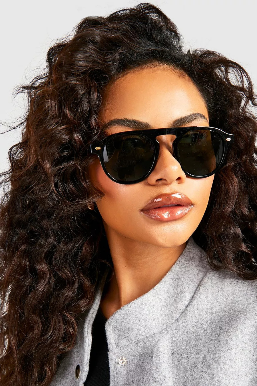Black Frame Aviator Sunglasses | Boohoo.com (UK & IE)
