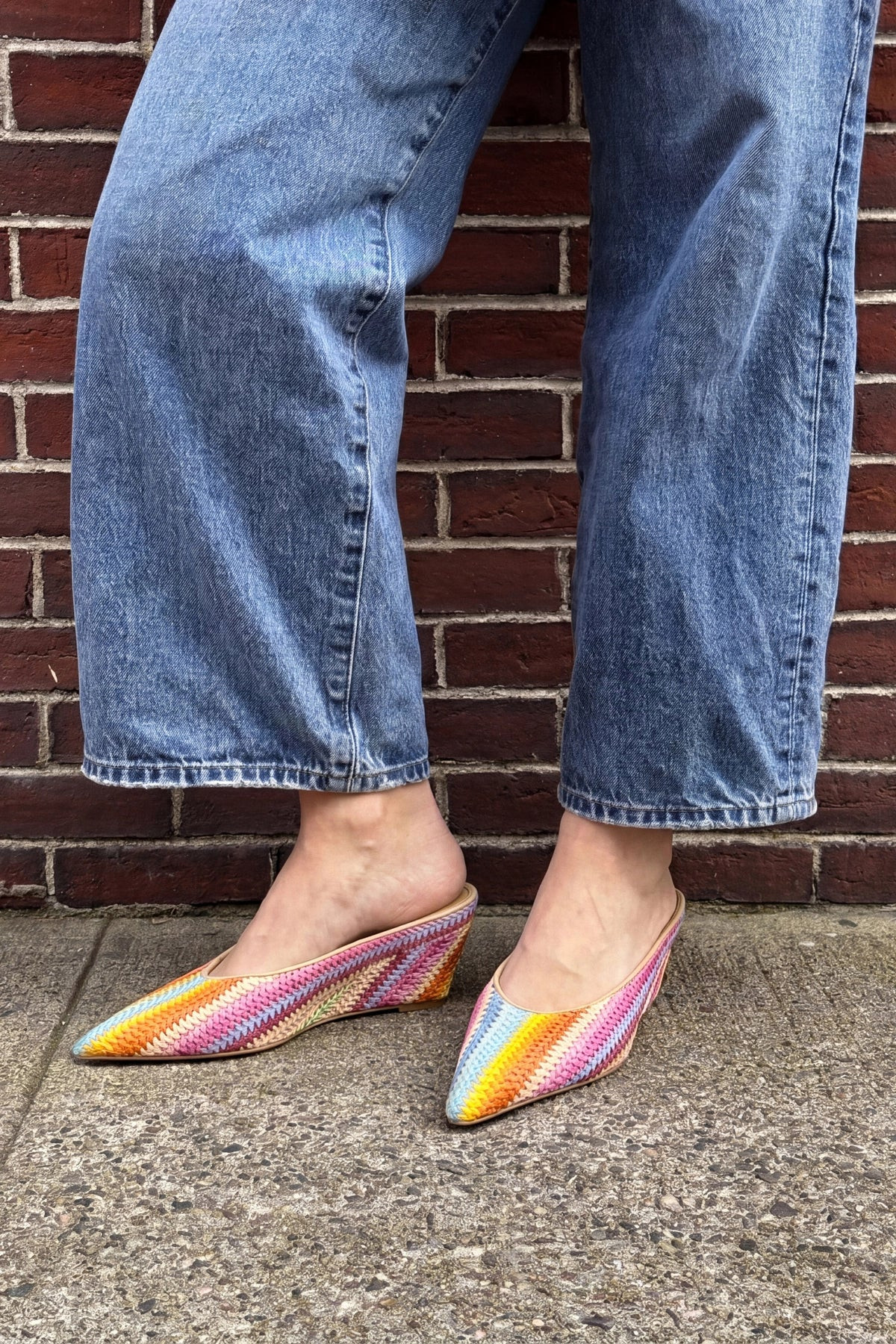 Loulou Mule Rainbow Raffia | Larroude