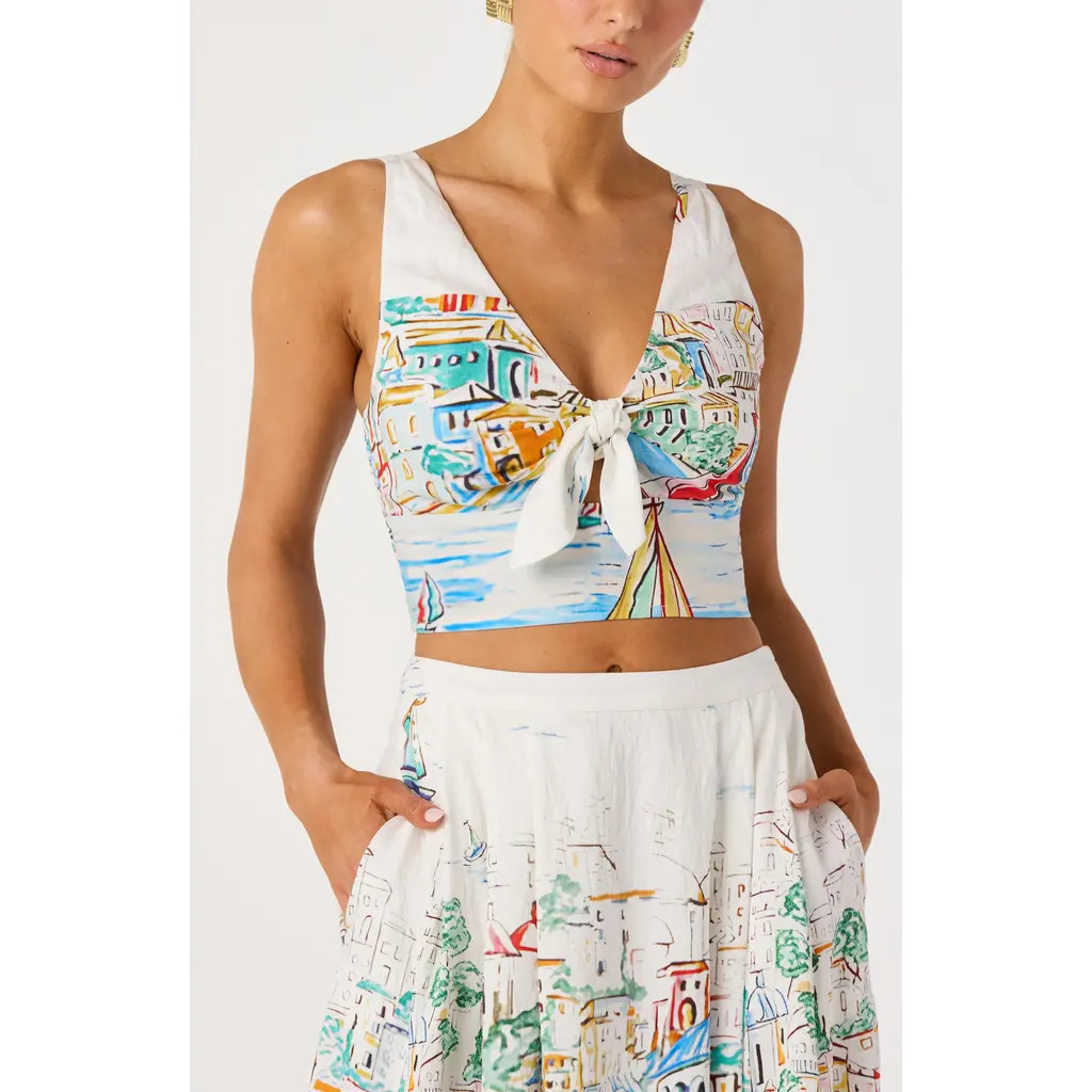 ASTR the Label Wendy Island Sketch Print Crop Top at Nordstrom, Size Large | Nordstrom