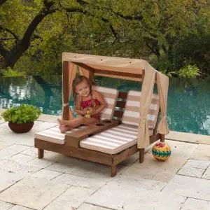 Double Chaise Lounge with Cup Holders - Espresso & Oatmeal | KidKraft