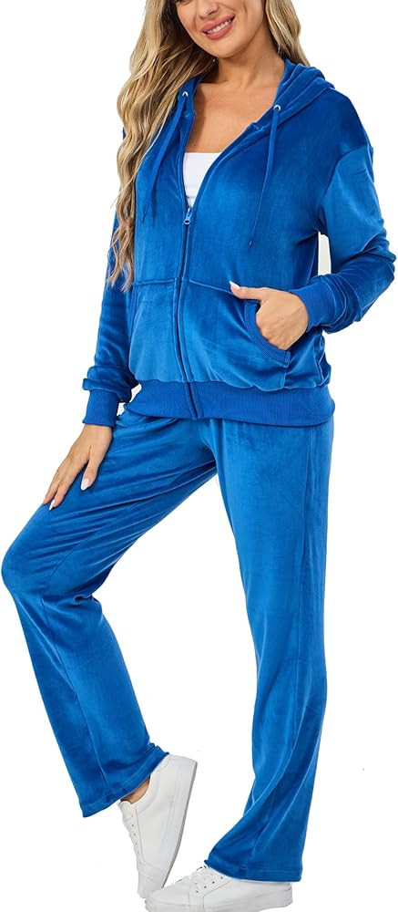 Velour Track Suits for Women Set Fall Sweatsuits 2 Piece | Amazon (US)