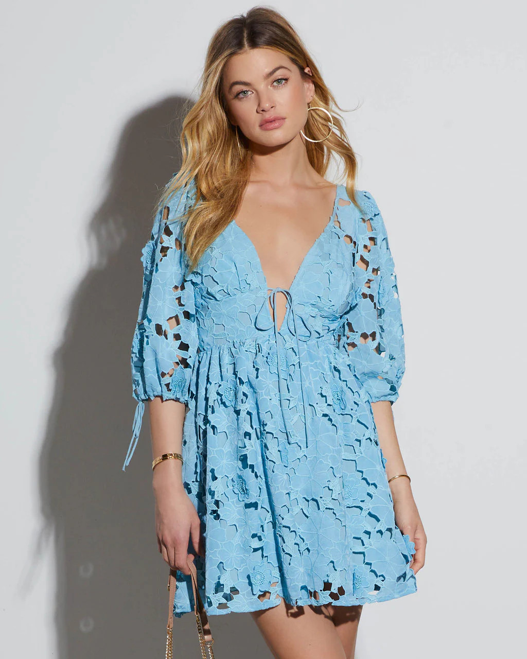 Paulette Floral Crochet Lace Mini Dress | VICI