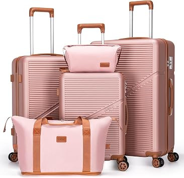 Cosbarn 5 Piece Luggage Sets with Spinner Wheels, Hardshell ABS Suitcase Set with Tsa Lock, Light... | Amazon (US)