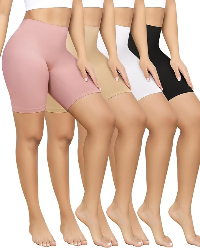 4 Pack Slip Shorts for Under Dresses Anti Chafing Underwear Seamless Comfortable Smooth Yoga Bike... | Amazon (US)