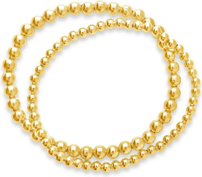 14K Gold Plated Beaded Stretch Bracelet Set | Nordstrom Rack