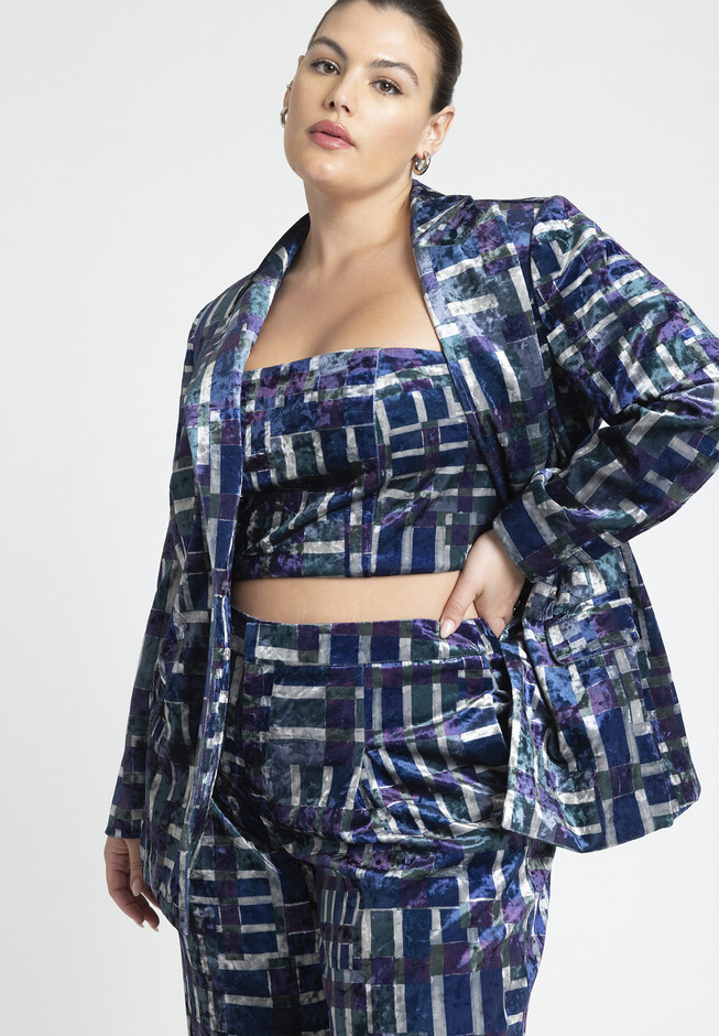 Printed Velvet Blazer | Eloquii