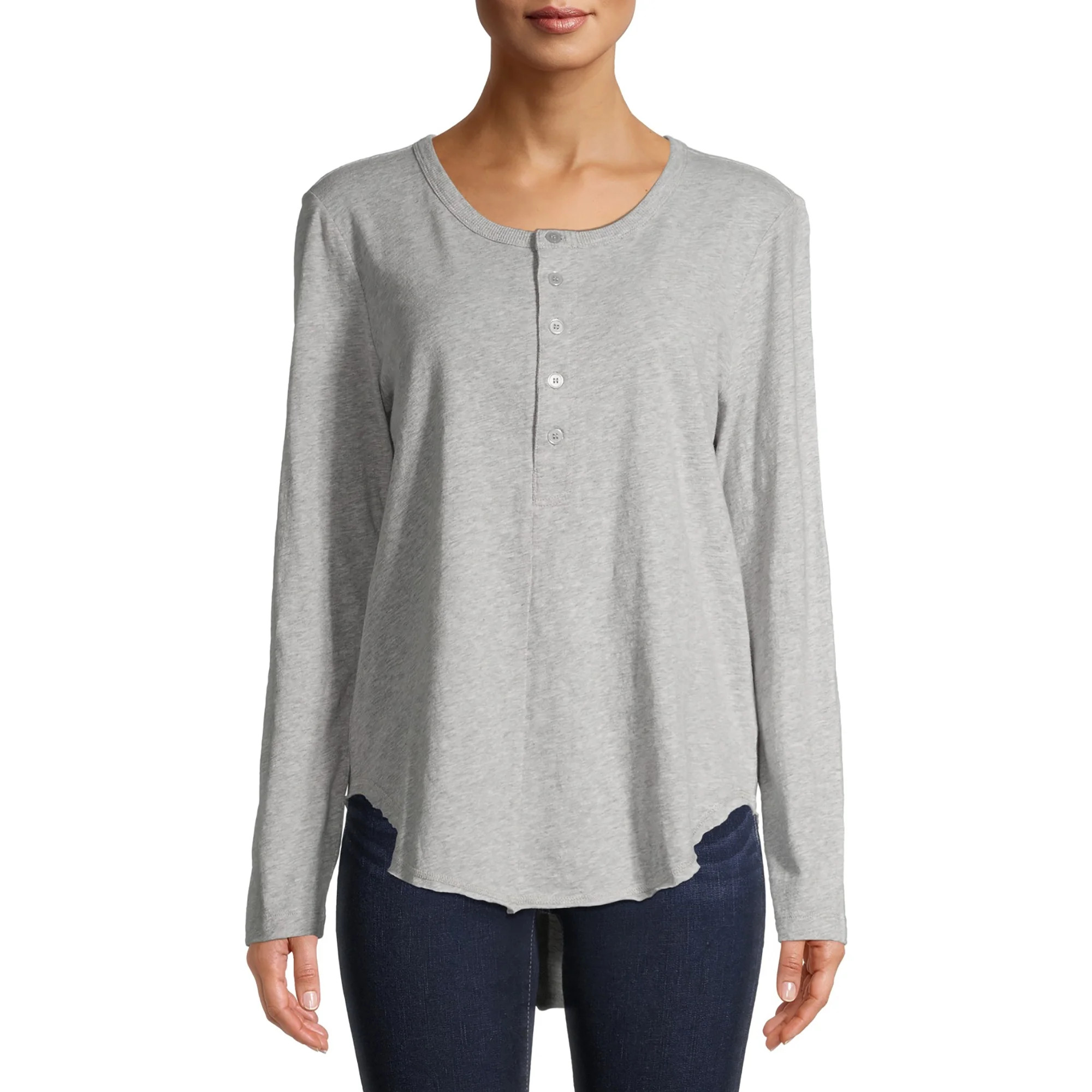 Time and Tru Women's Long Sleeve Slub Jersey Henley | Walmart (US)