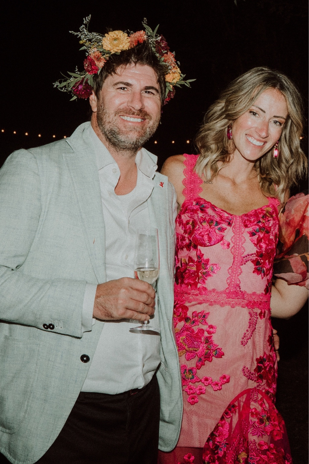 Pink dress revolve Bronx and banco 
Lace dress with embroidered flowers for French wedding at a chateau or summer garden party wedding guest dresses