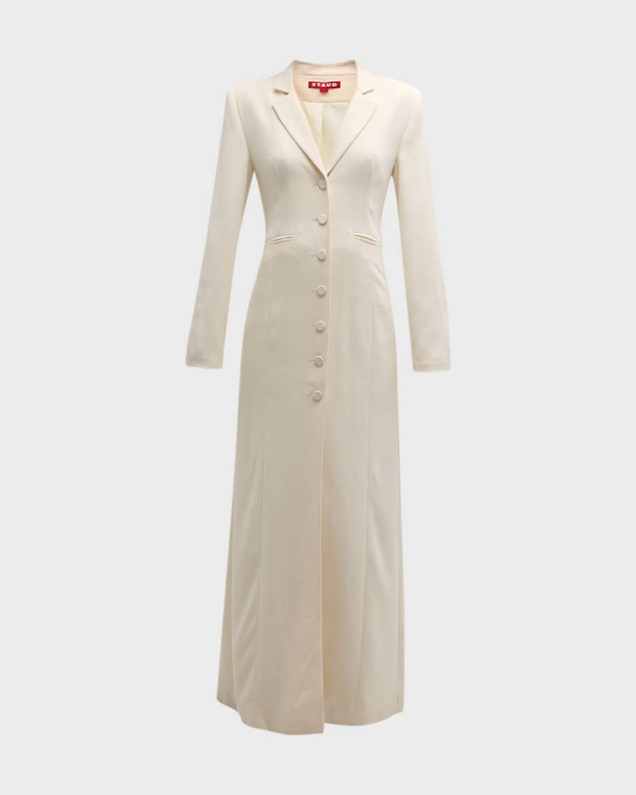 Staud Onassis Single-Breasted Slit Coat Dress | Neiman Marcus
