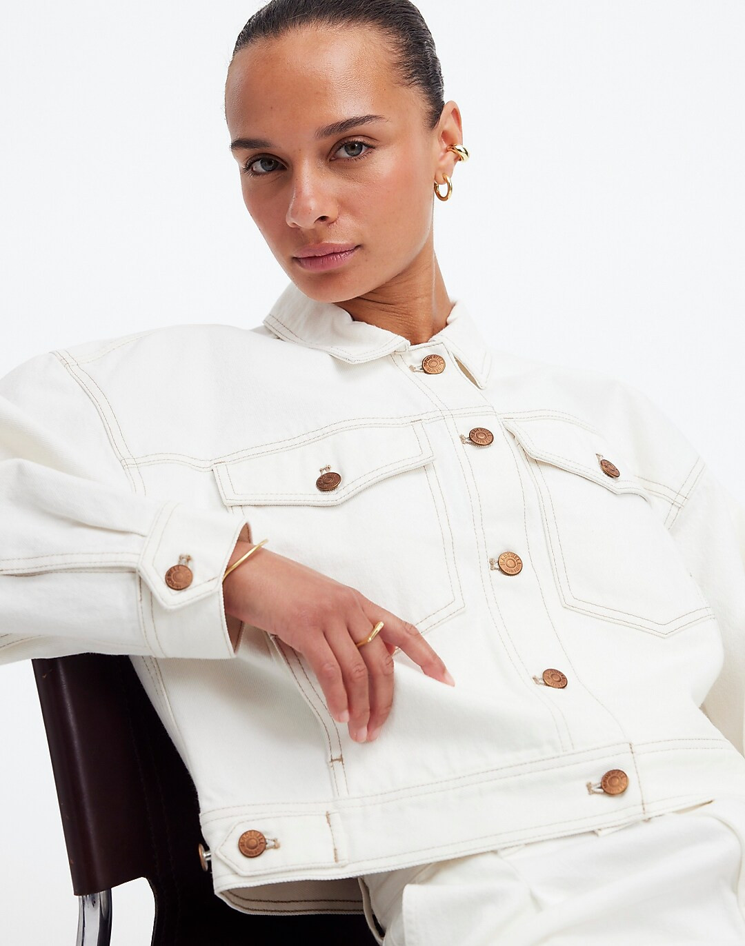 Button-Front Denim Jacket in Tile White | Madewell