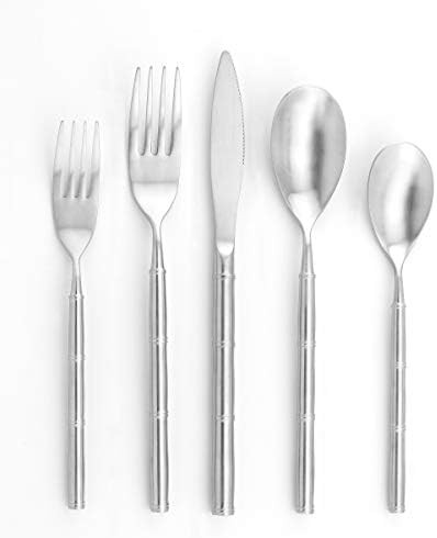 CHI SHANG 20-Piece Silverware Flatware Cutlery Set, 18/10 Stainless Steel Utensils with Bamboo St... | Amazon (US)