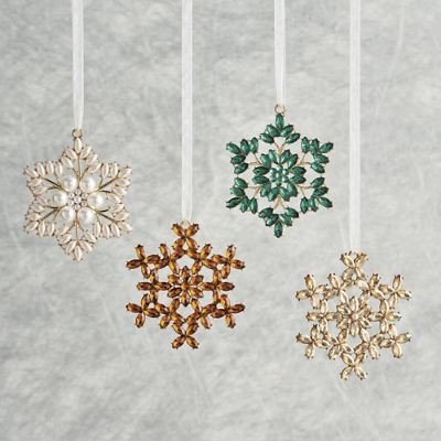 Plated Jewelry Snowflake Ornaments, Set of Three | Frontgate