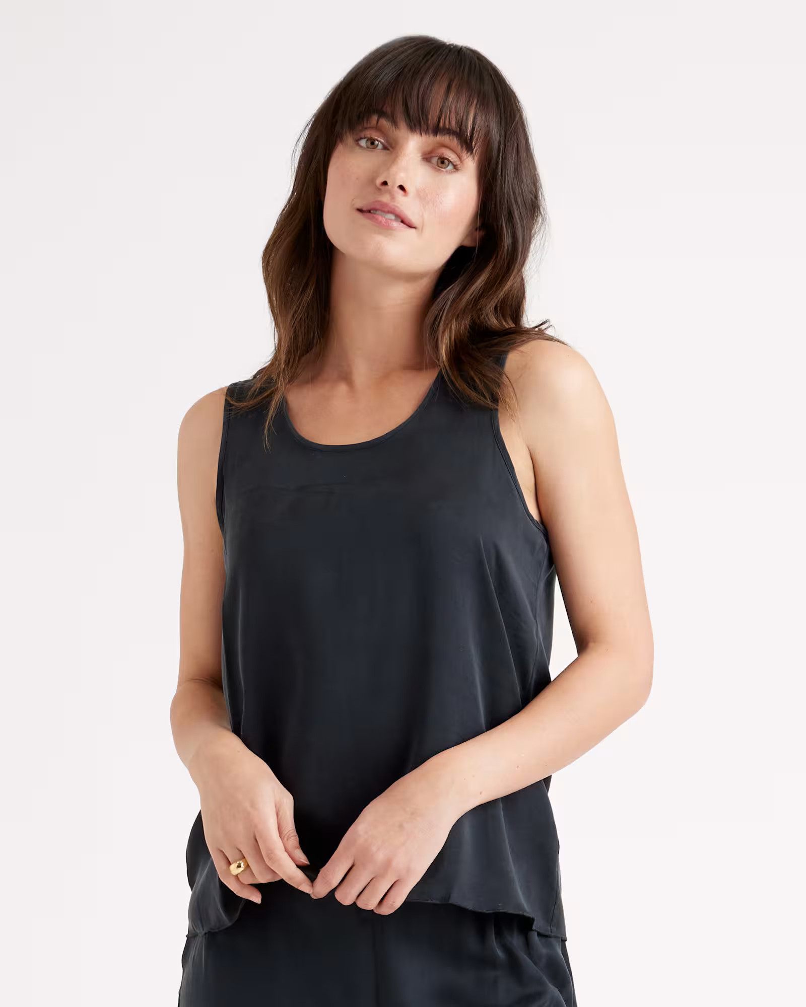 Black Women's 100% Washable Silk Pajama Tank | Quince