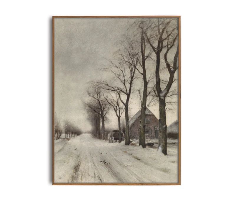 Winter landscape oil painting. Landscape with snow printable art. Antique landscape painting. Vin... | Etsy (US)