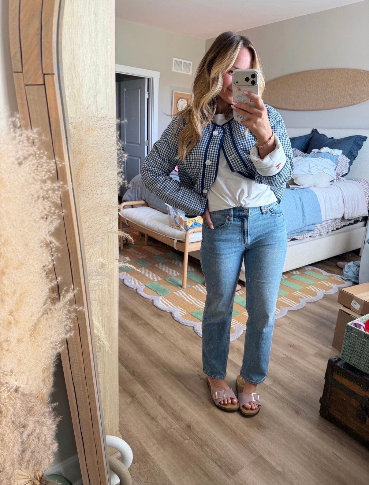 The little gingham jacket moment I didn’t know I needed 💙 Paired with a simple white tee, straight leg jeans, and comfy sandals for that effortless “cute but casual” vibe. This whole outfit feels very coastal grandma meets everyday mom life and I’m obsessed.

Perfect pieces to mix and match all spring + summer ✨

#ltkstyle #ltkfashion #springstyle #casualoutfit #everydaystyle #straightlegjeans #gingham #momstyle #effortlessstyle #birkenstocks #springoutfit #capsulewardrobe #denimstyle #neutralstyle