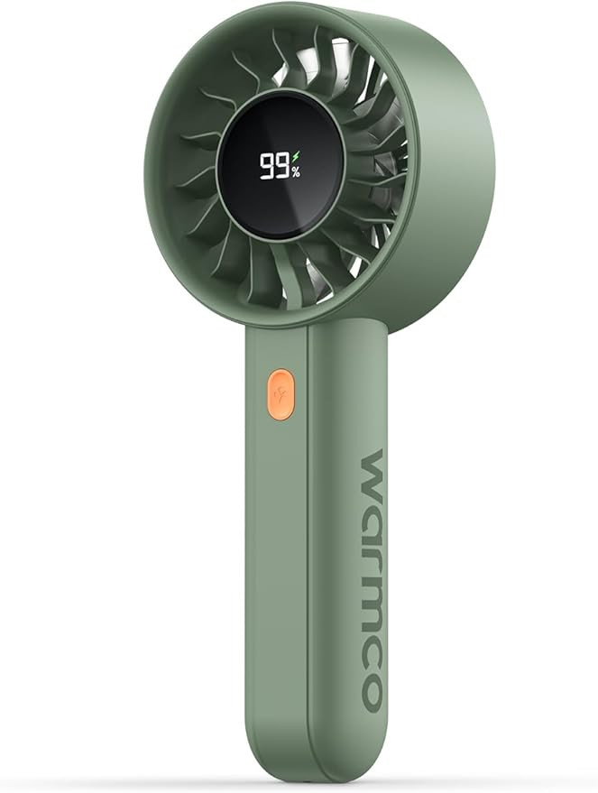 Warmco Portable Handheld Turbo Fan 5000mAh, 4-Speed Personal Mini Fan with Base & Lanyard, Smart ... | Amazon (UK)