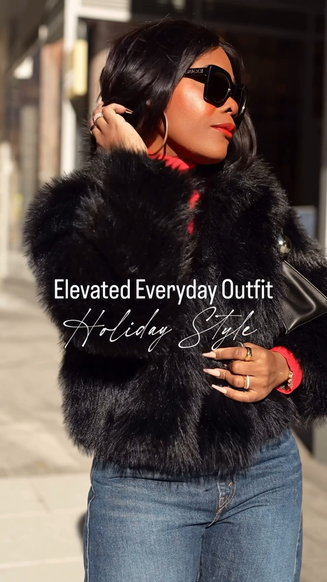 A faux fur jacket and a red sweater is an instant holiday fix 🤷🏾‍♀️😅
🎄DAY 8 - 15 days of festive outfits Elevated Everyday Outfit , Holiday style , elevated casual , faux fur coat, Walmart find, Levi’s jeans 

#LTKHoliday #LTKootd #LTKMidsize