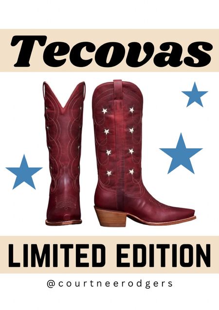 Tecovas Limited Edition Annie in red with stars! These run TTS! 

Cowboy boots, cowgirl boots, western style, Tecovas, Fourth of July 

#LTKFindsUnder100 #LTKStyleTip #LTKSeasonal