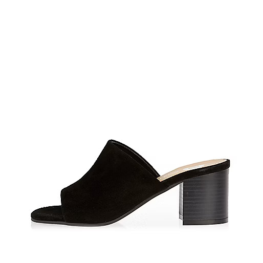 Black suede mules | River Island (US)