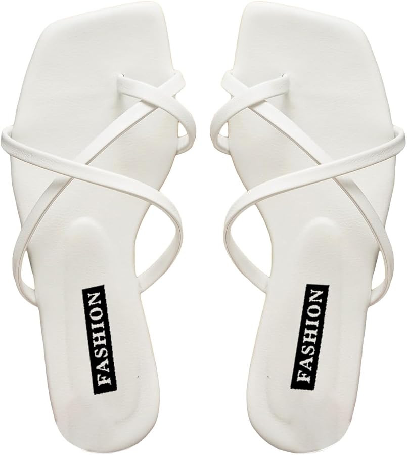 GORGLITTER Women's Cross Strappy Sandal Flat Sandals Toe Ring Slides Slip on Flip Flops | Amazon (US)