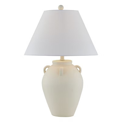 Maxax Cream White Ceramic Table Lamp,Modern Design Desk Lamp with Beige Fabric Shade for Bedroom, Living Room, 3-Way 100W E26 Base | Target