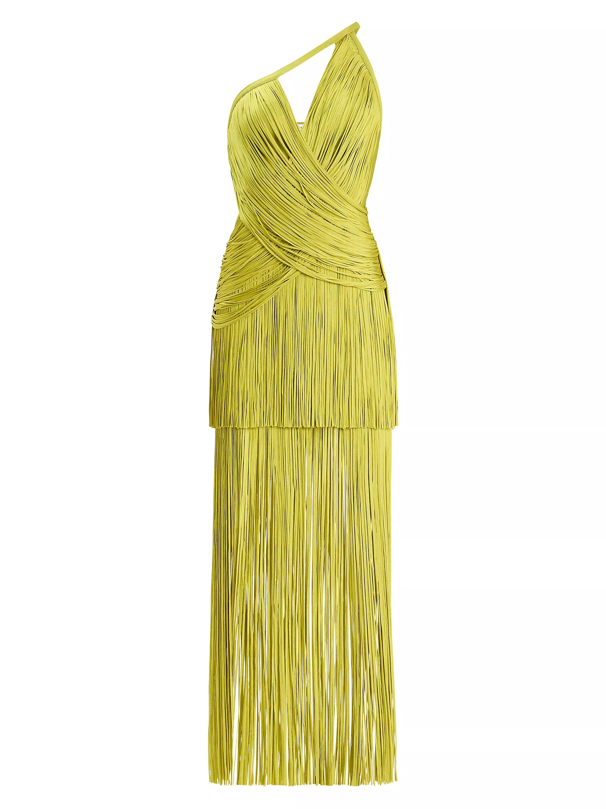 Draped Fringe One-Shoulder Gown | Saks Fifth Avenue