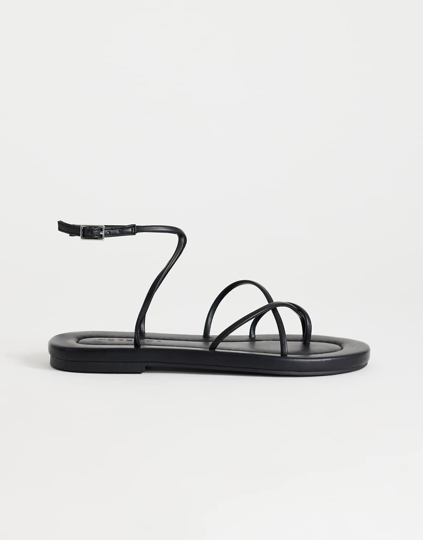 Topshop Emma strappy flat sandal in black | ASOS (Global)
