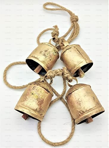 Carfar Handicrafts Vintage Rustic Tin Metal 4 Cow Bells Set Wall Hanging Décor Big Cluster… | Amazon (US)