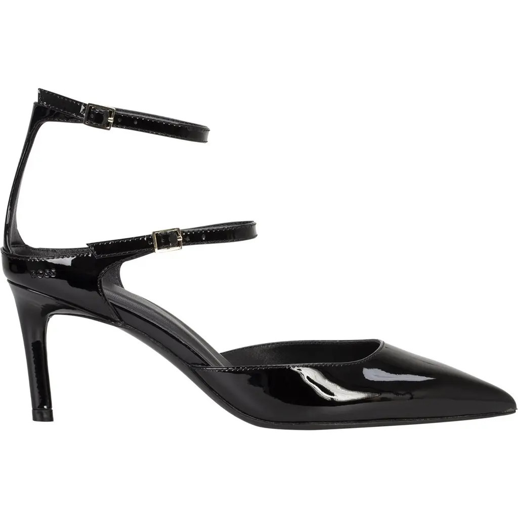 BOSS Gracey Ankle Strap Pointed Toe Pump in Black at Nordstrom, Size 11 | Nordstrom