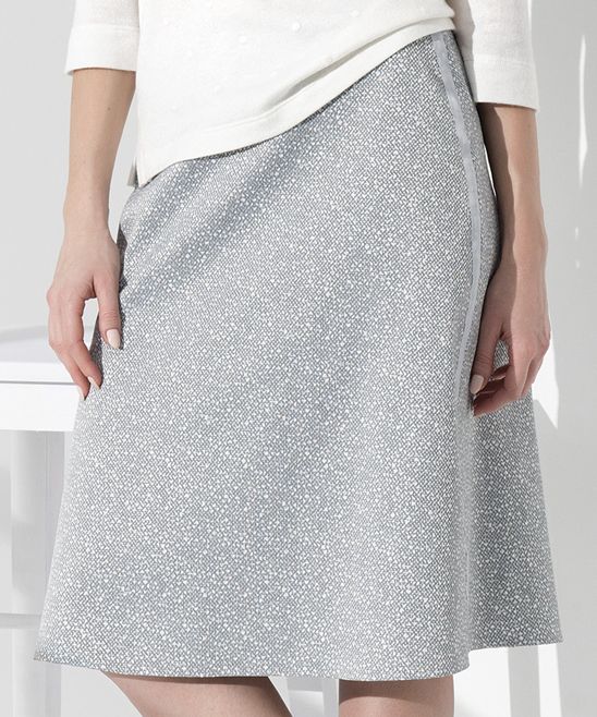 SUNWEAR Women's Career Skirts grey - Gray Abstract A-Line Skirt - Women | Zulily