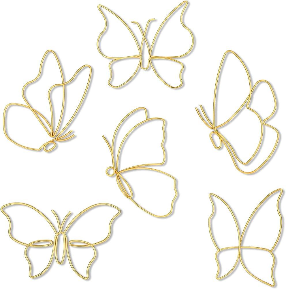 Hotop 6 Pieces Metal Butterfly Wall Decor Metal Wall Art Heart Hanging Decorations Wire Flowers D... | Amazon (US)