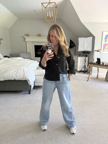  Comfy but put together. These still hold the title for most comfortable jeans (because they’re actually sweatpants). And the cropped, but not too cropped length of this button up works to tuck in or not.

#LTKSeasonal #LTKWorkwear #LTKStyleTip
