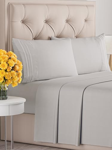 King Size 4 Piece Sheet Set - Comfy Breathable & Cooling Bed Sheets Set - Hotel Luxury Bedding for Women, Men, Kids, Teens, Boys & Girls - Deep Pockets, Soft and Wrinkle Free - Oeko-Tex - French Grey | Amazon (US)